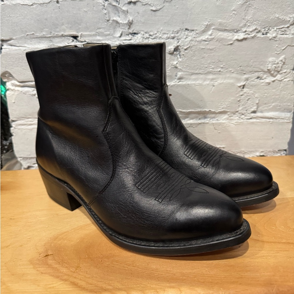 Durango Boots Mens 9.5 EE (Wide) Black Leather  Side Zip Western‎ Boot TR820